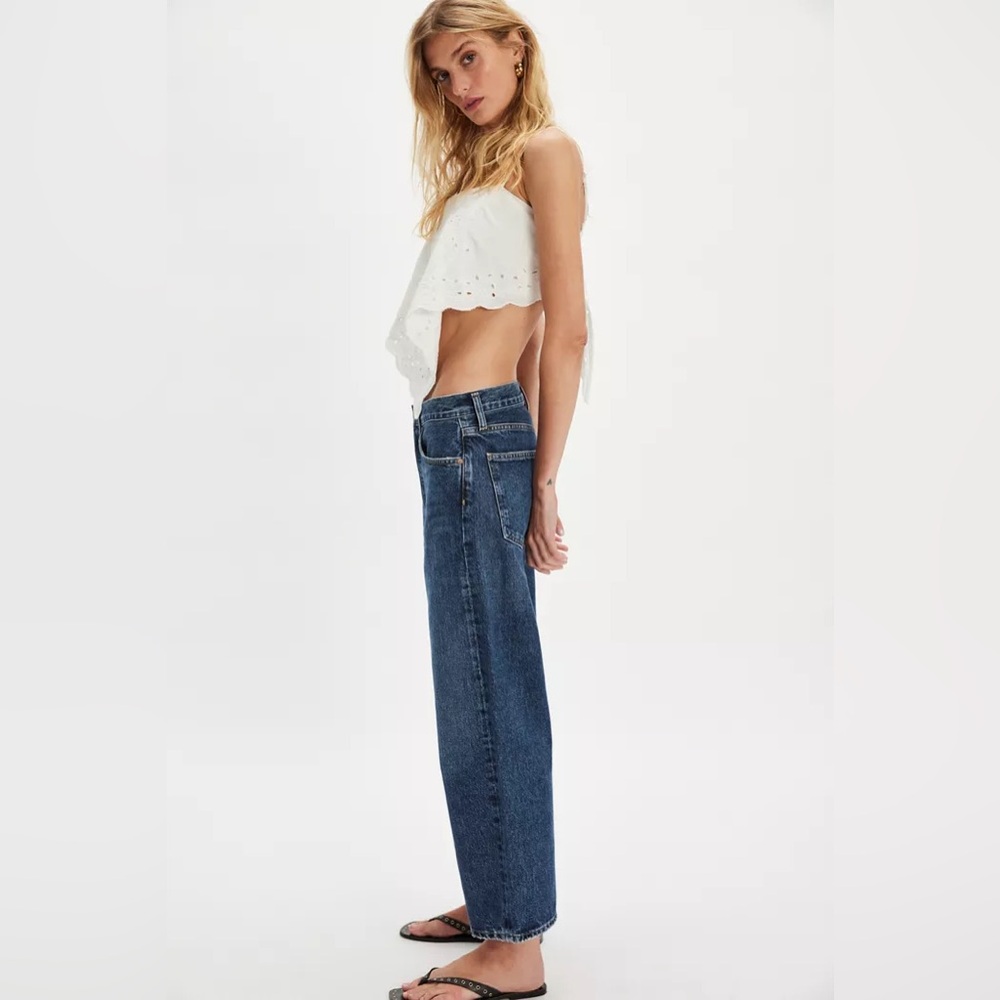 Pilcro and the Letterpress Pleated High Rise Wide Leg Barrel Boyfriend Mom Jeans